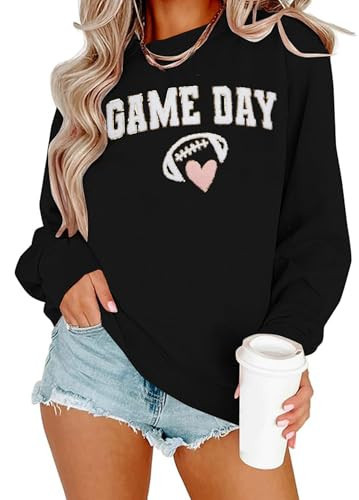 Game Day Sweatshirt Football Shirts Women Gameday Sequin Football Fan Tops | Amazon (US)