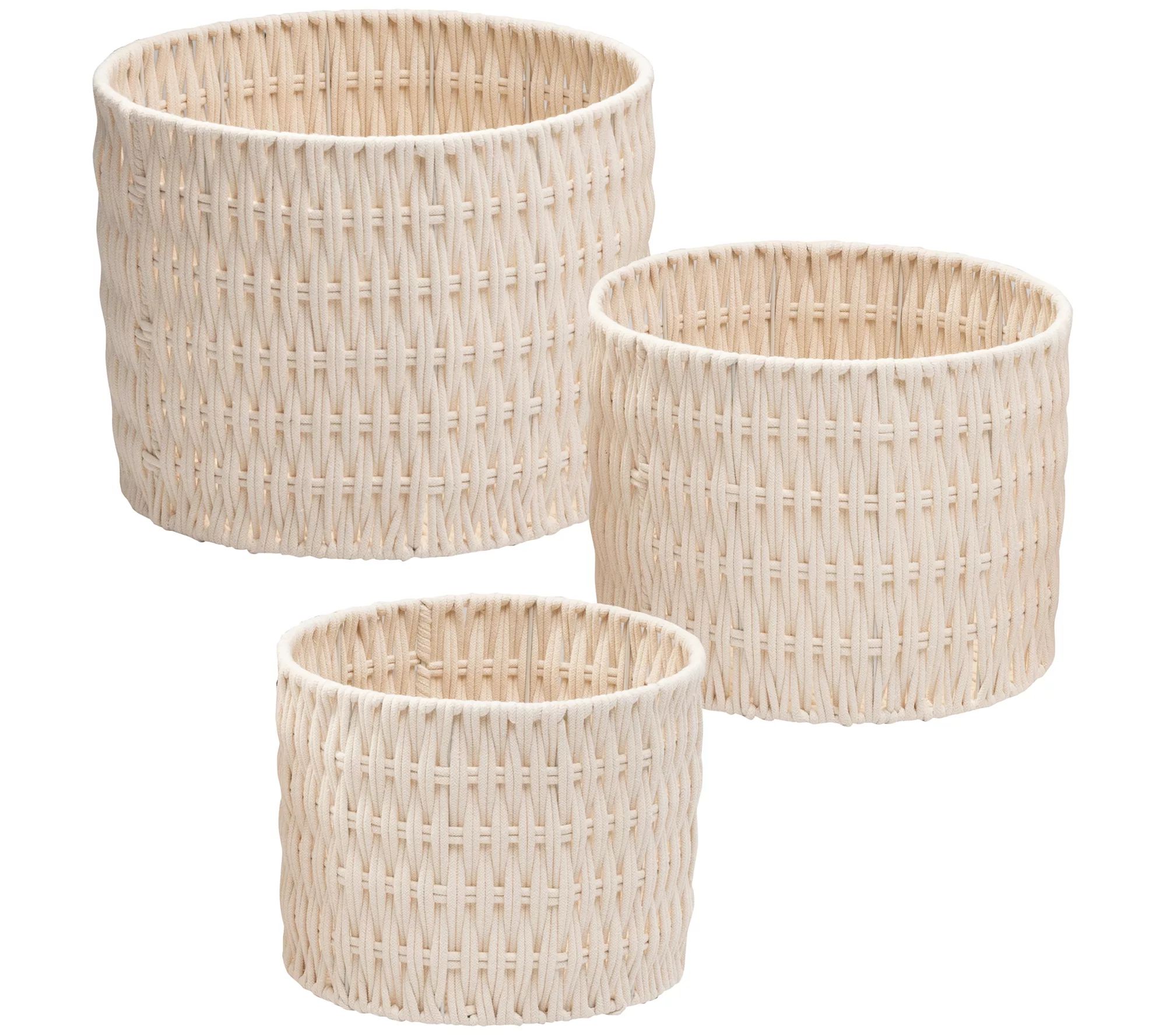 Honey Can Do Set of 3 Metal Frame Round Rope Baskets, White - QVC.com | QVC