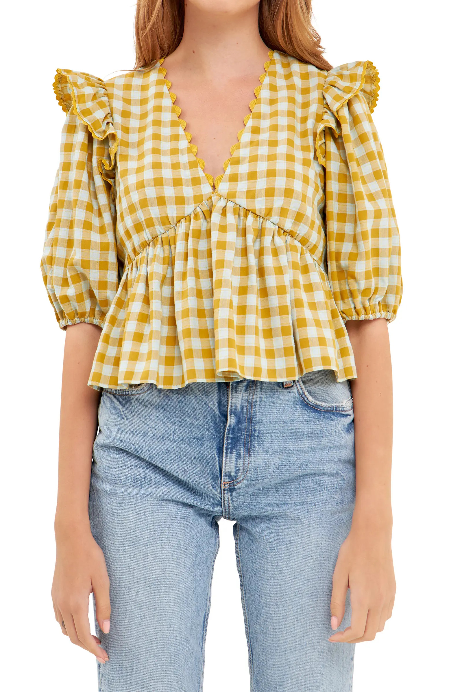 Rickrack Trim Check Top | Nordstrom