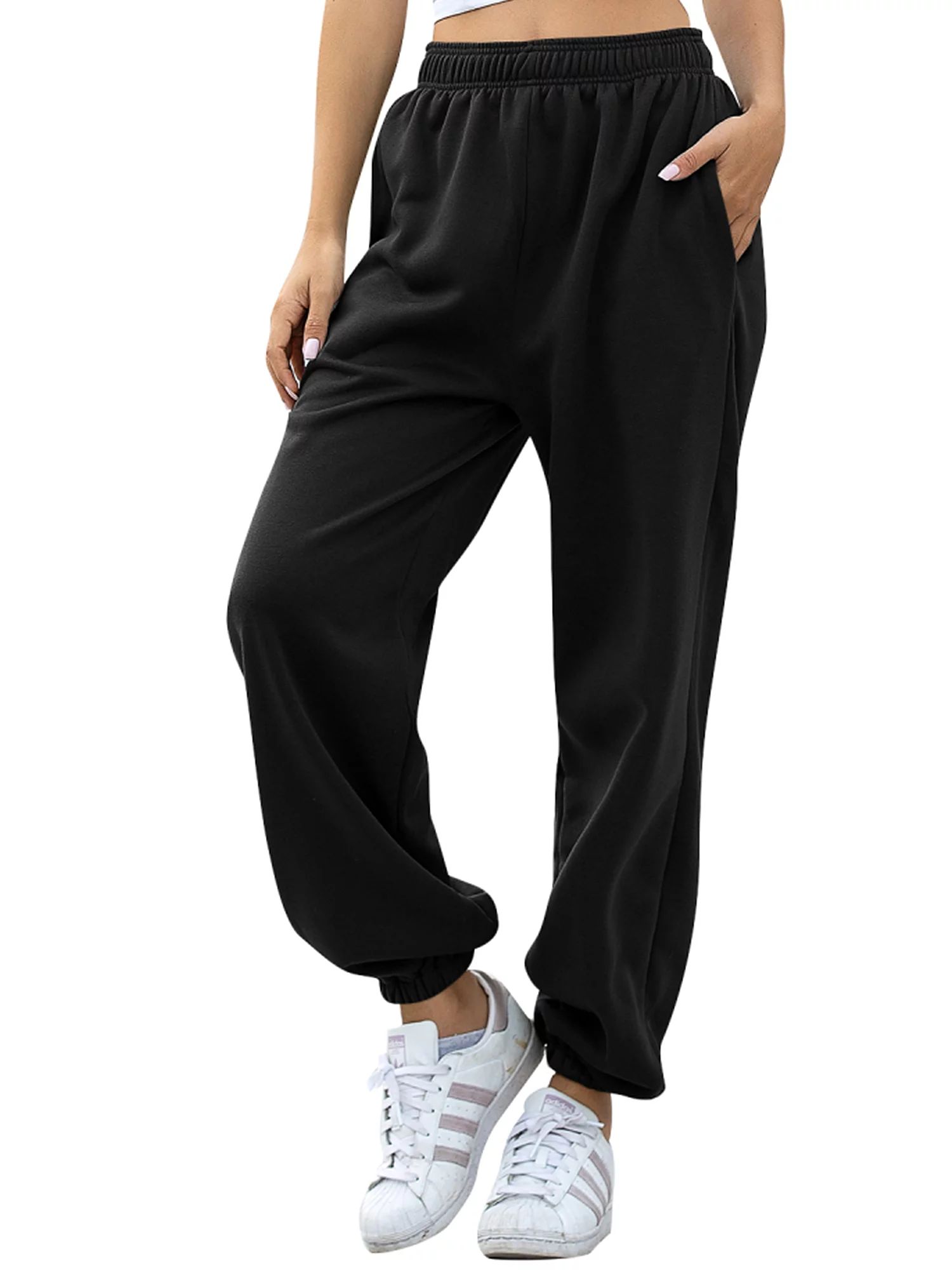 Summer Casual Loose Jogger Pockets Sweatpants Trouser Pants For Women Ladies Elastic Waist Cargo ... | Walmart (US)