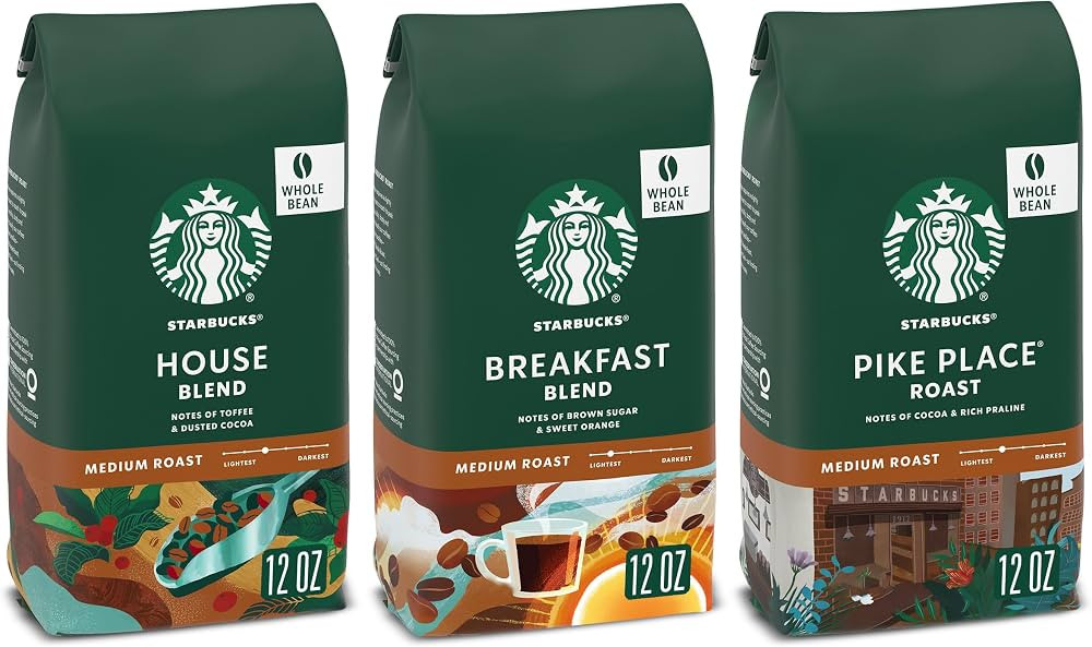 Starbucks Medium Roast Whole Bean Coffee, Variety Pack, 3 bags (12 oz each) | Amazon (US)