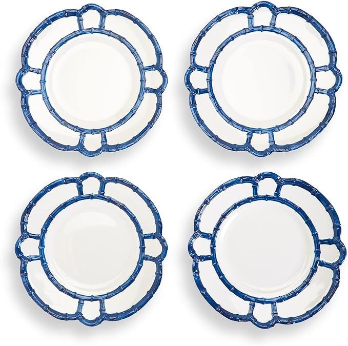 Amazon.com: Two's Company Set of 4 Blue Bamboo Touch Dinner Plate : Home & Kitchen | Amazon (US)