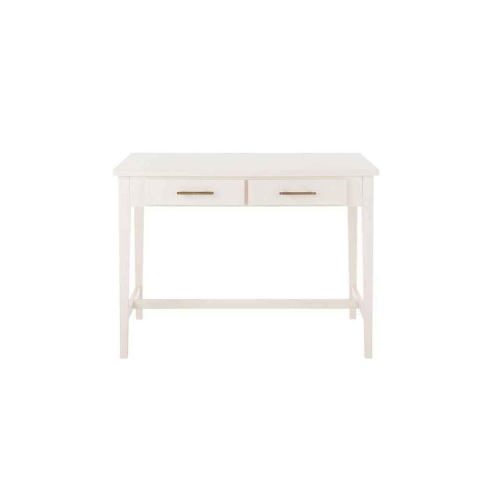 Home Decorators Collection 42 in. Rectangular Ivory 2 Drawer Writing Desk with Built-In Storage-S... | The Home Depot