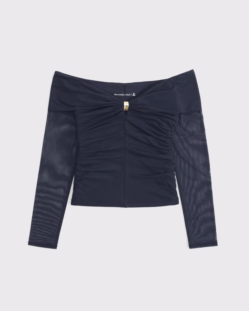 Off-The-Shoulder Mesh Hardware Top | Abercrombie & Fitch (US)