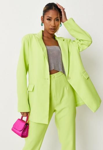 Missguided - Neon Green Oversized Blazer | Missguided (US & CA)