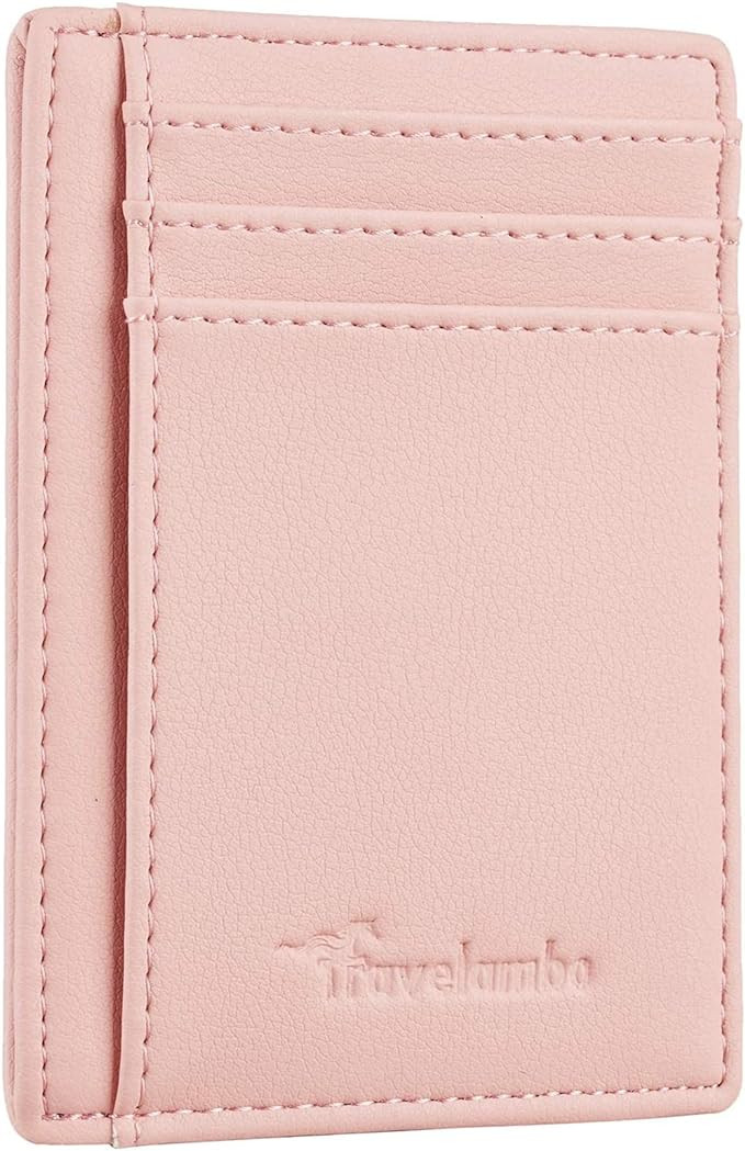 Travelambo Front Pocket Minimalist Leather Slim Wallet RFID Blocking Medium Size | Amazon (US)