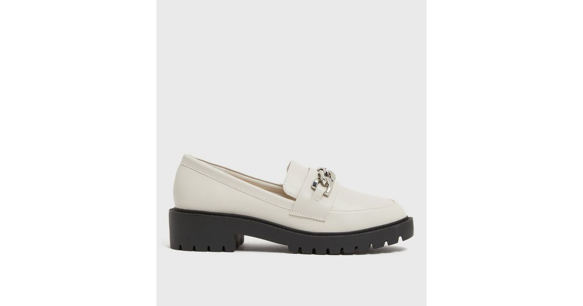 Wide Fit Off White Chain Chunky Cleated Loafers
						
						Add to Saved Items
						Remove from... | New Look (UK)