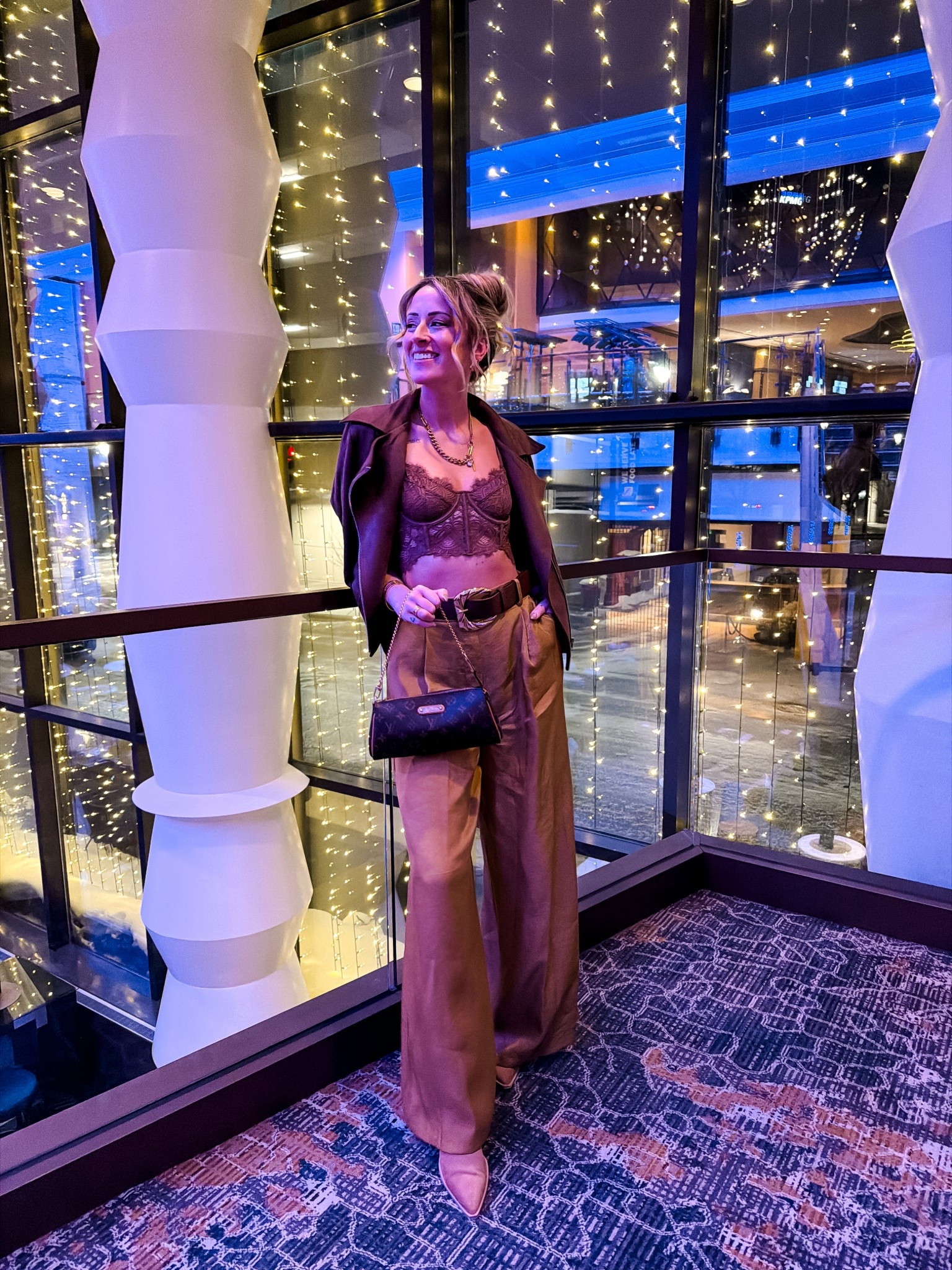 Satin wide leg pants with belt and suede jacket 
Amazon fashion finds for date night 