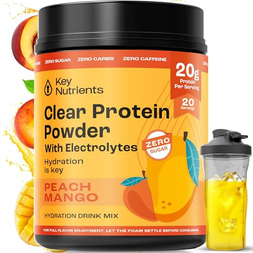 KEY NUTRIENTS Multivitamin Electrolytes Powder No Sugar - Peach Mango Electrolyte Powder - Endurance & Energy Supplement - Hydration Powder - No Calories - 20 Servings - (Peach Mango + Protein Powder) | Amazon (US)