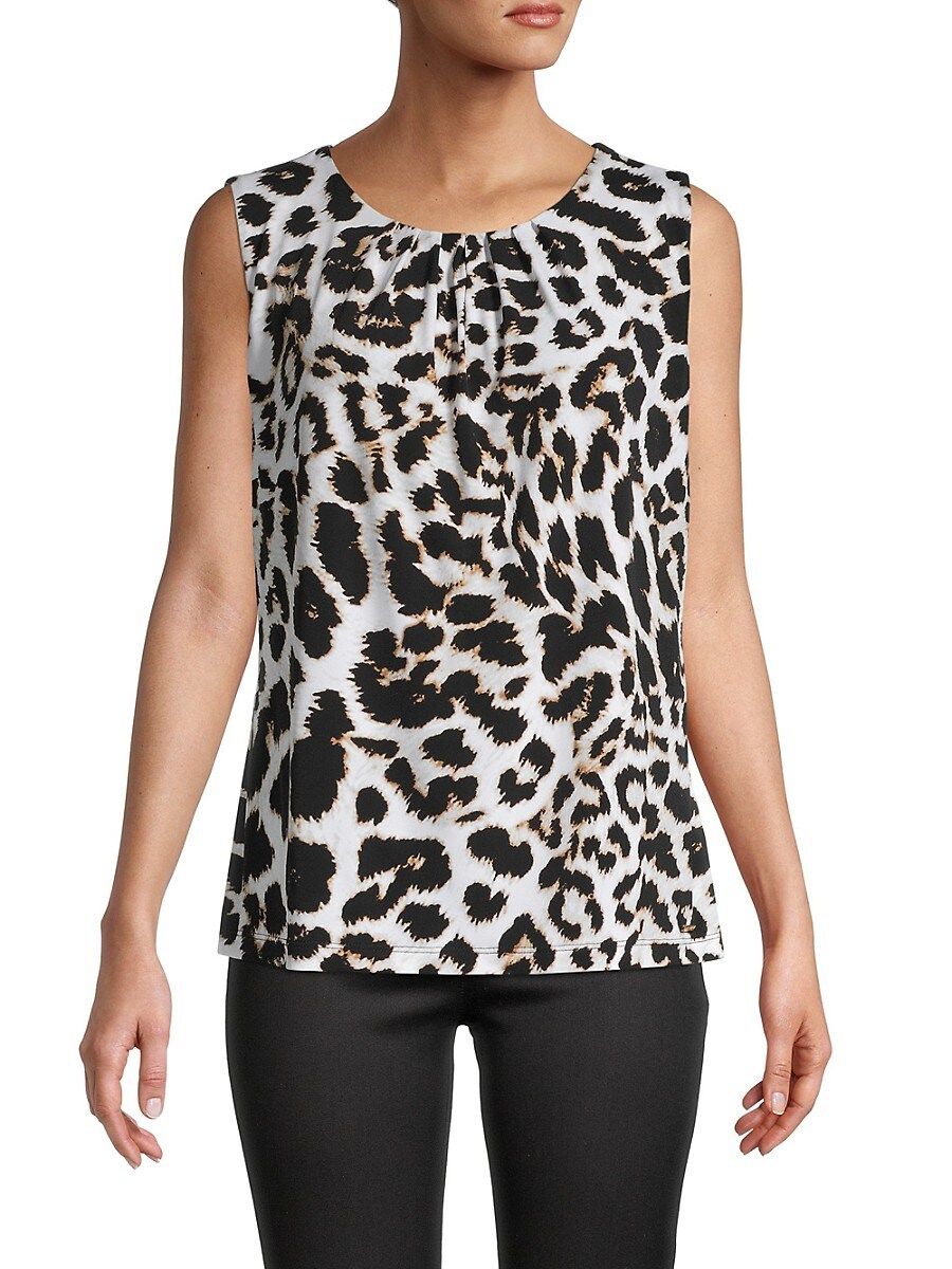 Calvin Klein Women's Pleated Leopard Sleeveless Top - White Multicolor - Size M | Saks Fifth Avenue OFF 5TH