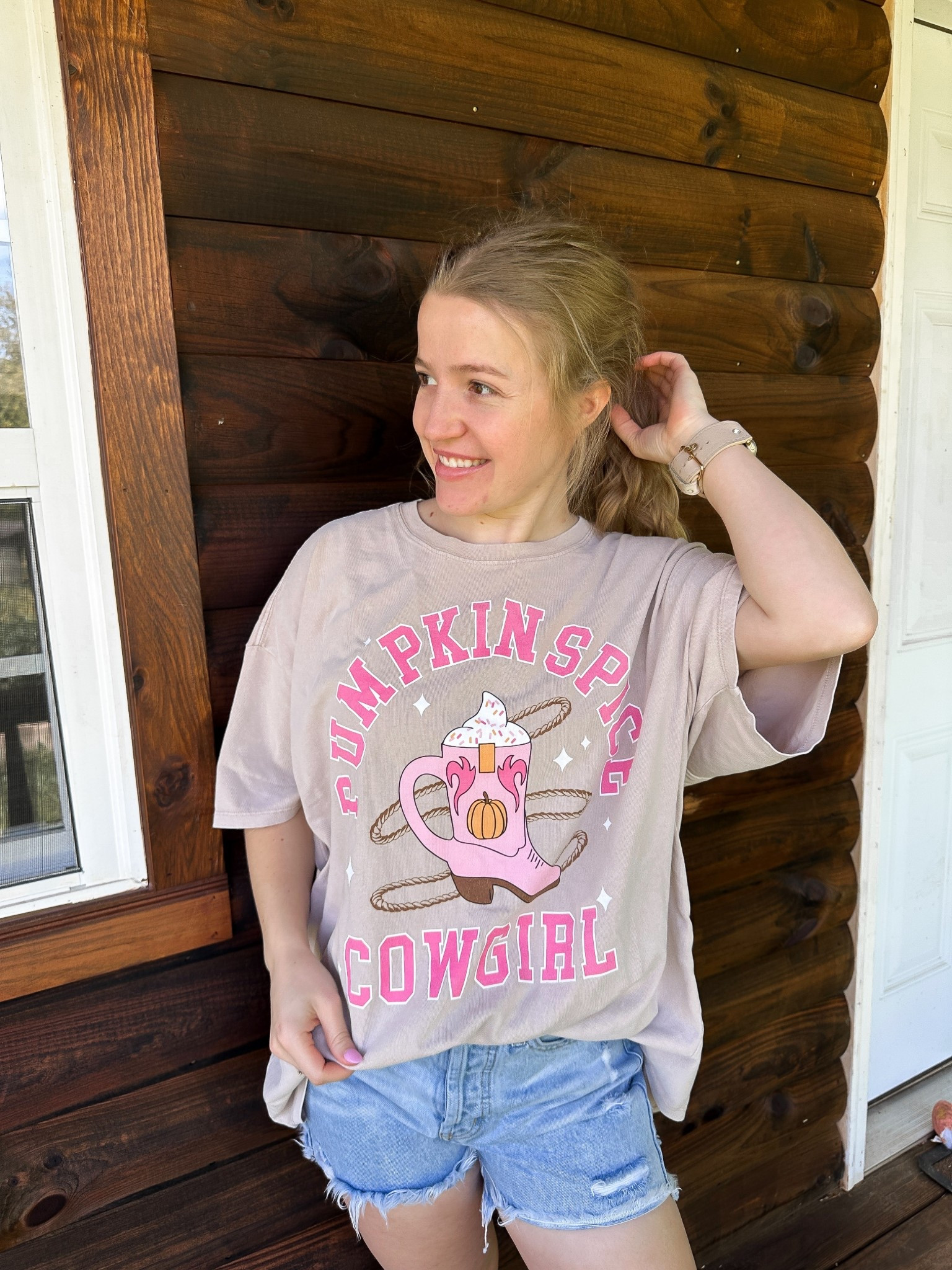 PUMPKIN SPICE COWGIRL 🎃✨🤠  graphic tee on sale for $20!! It’s super oversized and I shouldn’t have gone up to a medium lol

#LTKFallSale #LTKHalloween #LTKSaleAlert