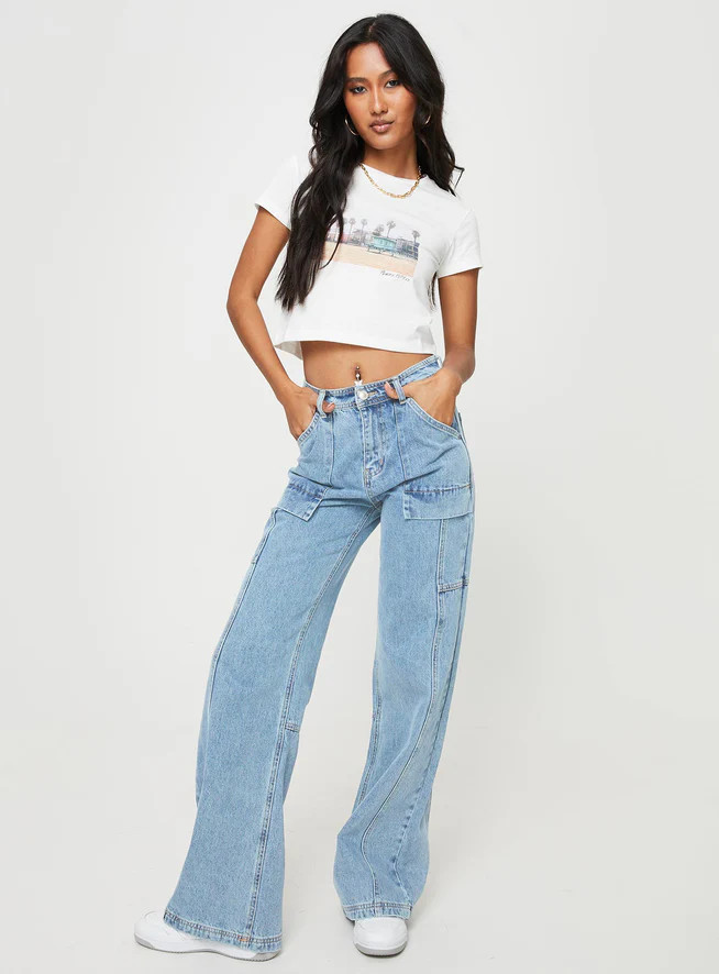 Chad Cargo Jeans Mid Wash Denim | Princess Polly US