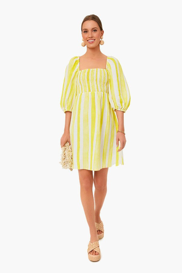 Yellow Cabana Stripe Annie Smocked Dress | Tuckernuck (US)