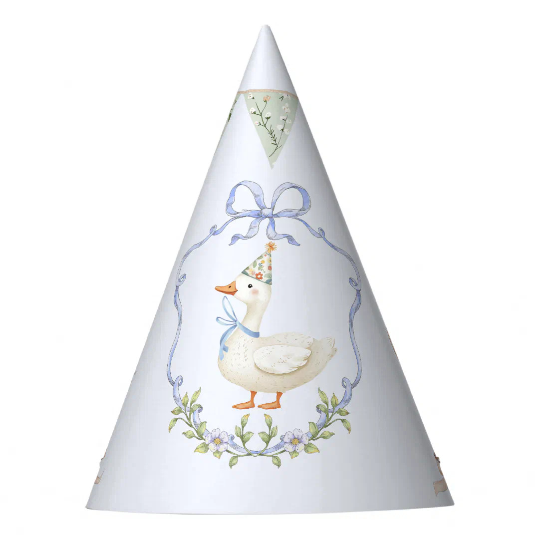 One Silly Goose Blue Bow crest Vintage Party Hat | Zazzle | Zazzle