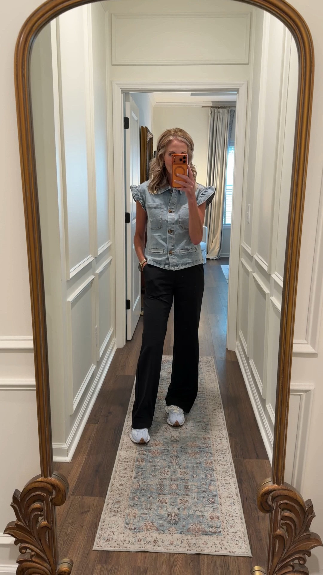Amazon pants with sneakers (a request) and I think it looks great together.