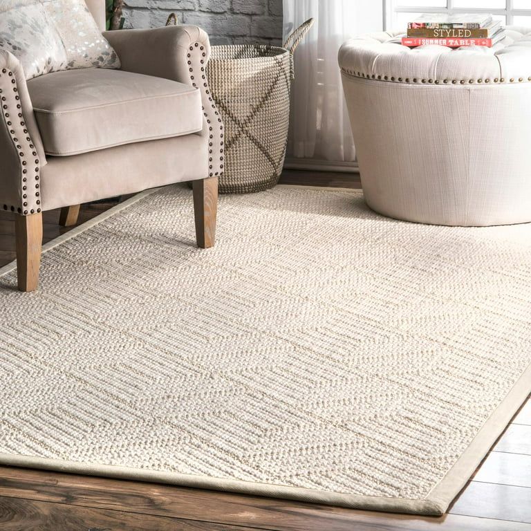 nuLOOM Suzanne Natural Textured Wool Area Rug, 5' x 8', Cream | Walmart (US)