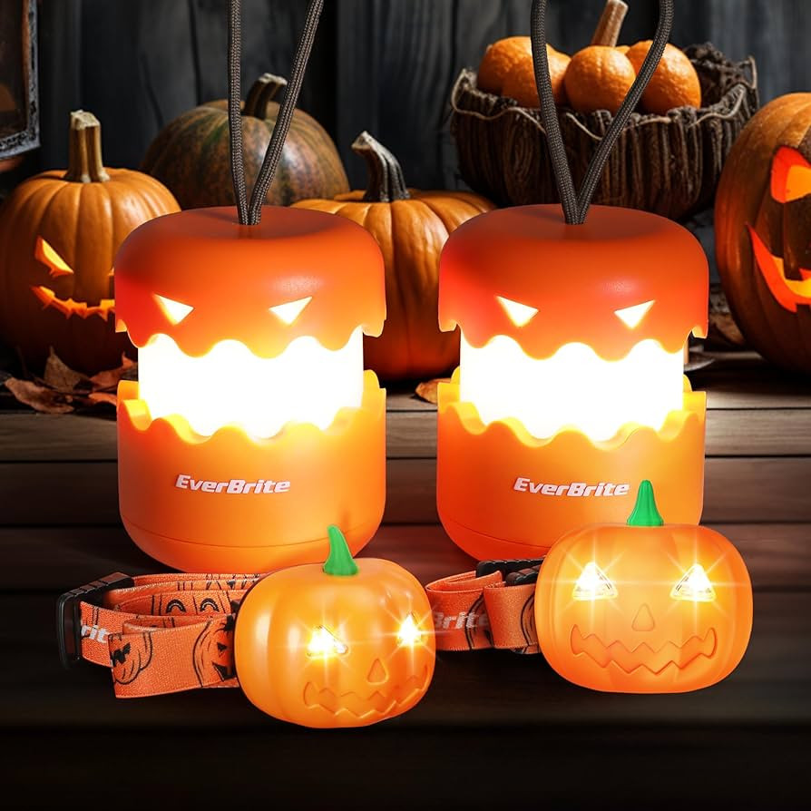 EverBrite Halloween Pumpkin Lantern and Headlamp Set(2 of Each), Collapsible Outdoor Lantern with... | Amazon (US)