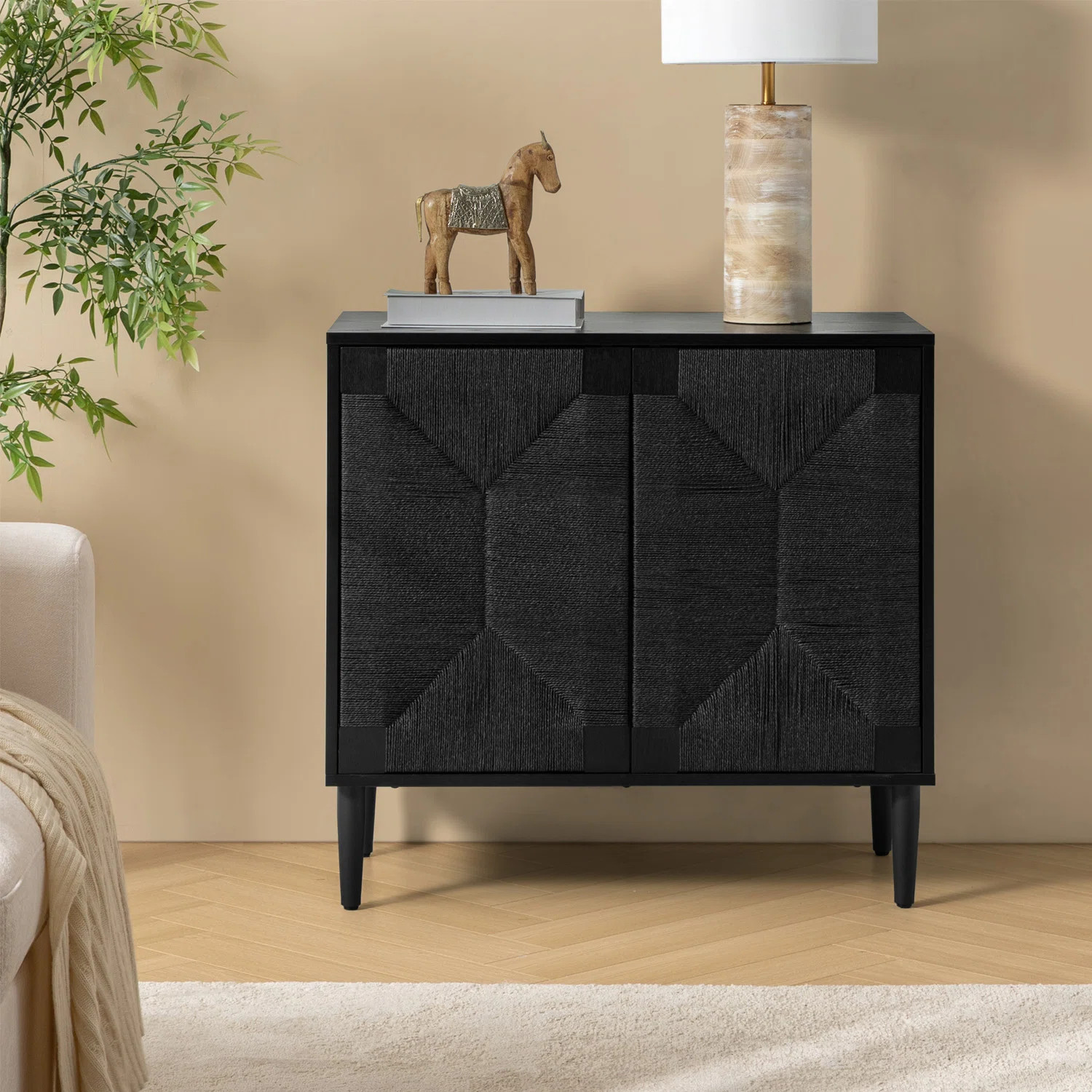Carreiro 32"W Woven Transitional 2-Door Accent Cabinet | Wayfair North America