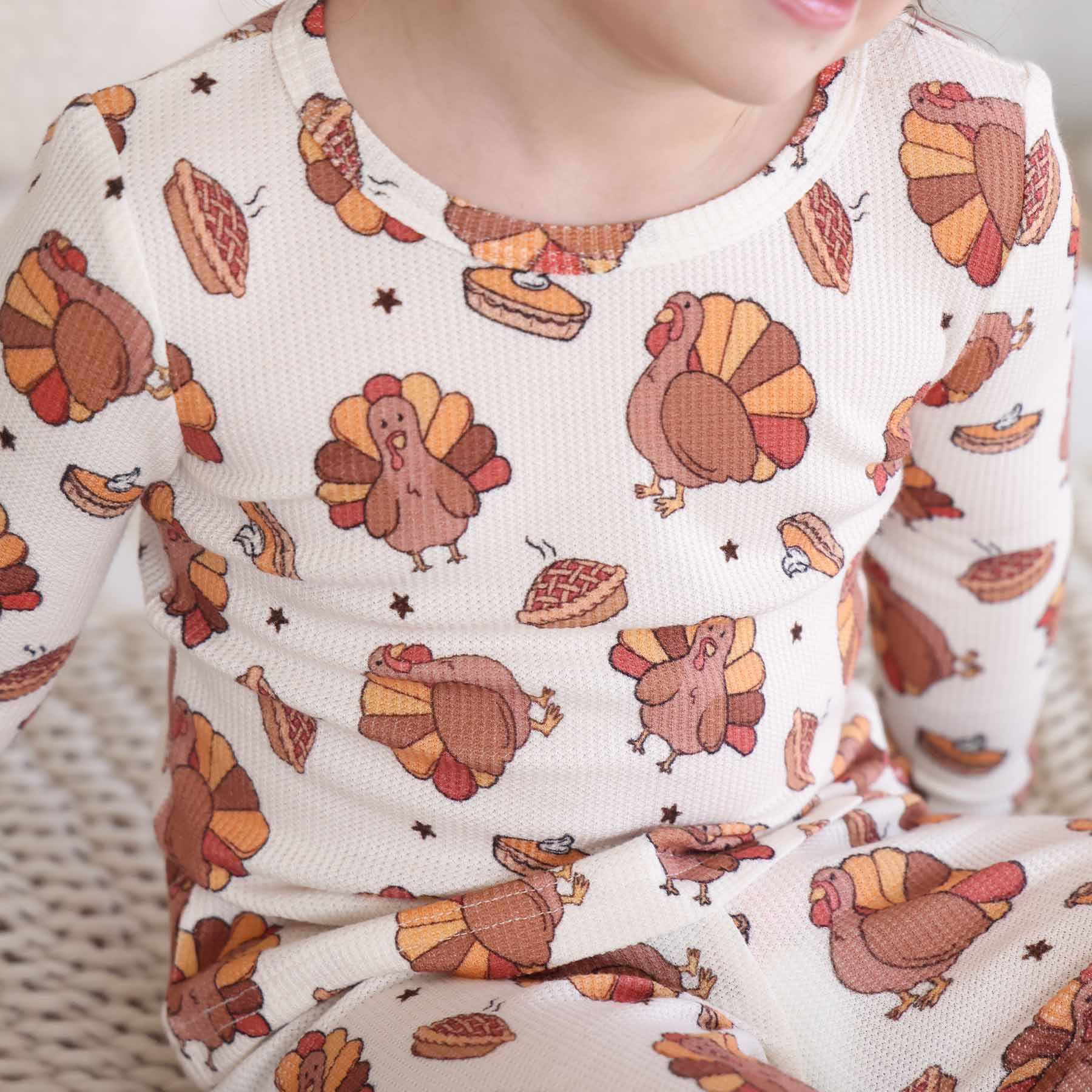 Turkey Treats Bamboo Waffle Two Piece Pajama Set | Caden Lane
