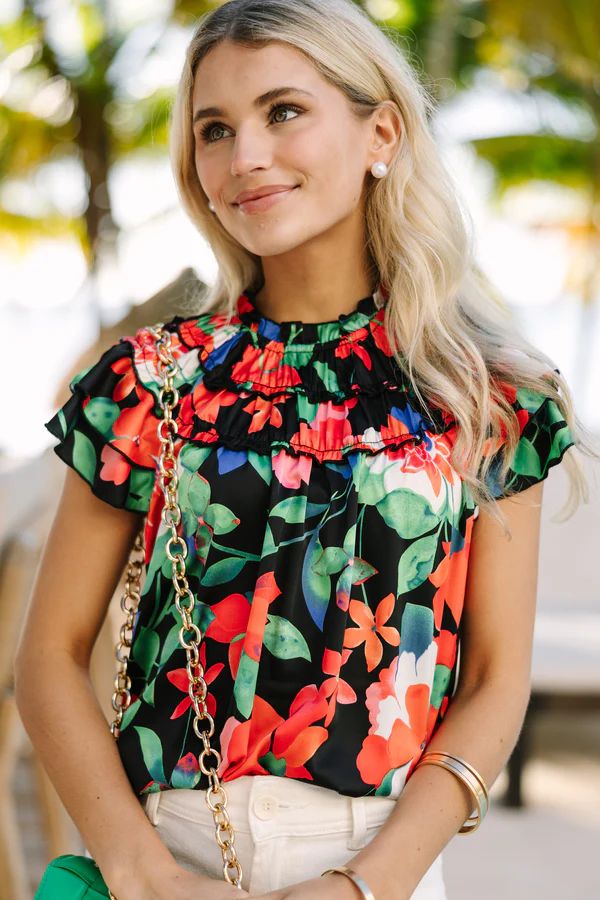 On Your Way Black Floral Blouse | The Mint Julep Boutique