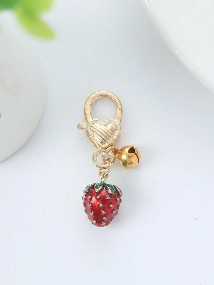 1pc 3D Strawberry Red Heart Keychain For Women Girl Bag Jewelry Fruit Cute Car Key Holder Keyring... | SHEIN