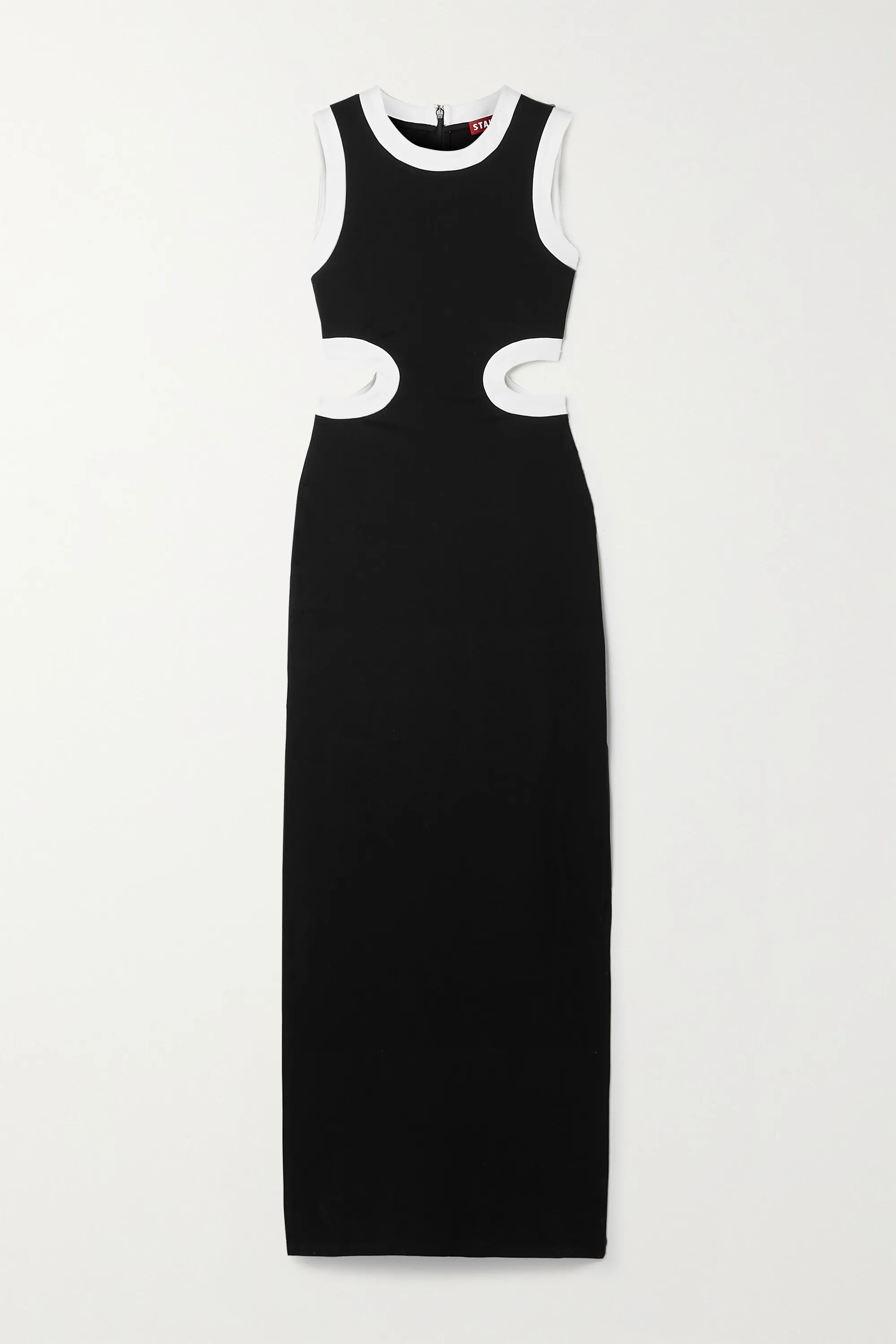 Black Dolce cutout two-tone stretch-jersey maxi dress | STAUD | NET-A-PORTER | NET-A-PORTER (US)