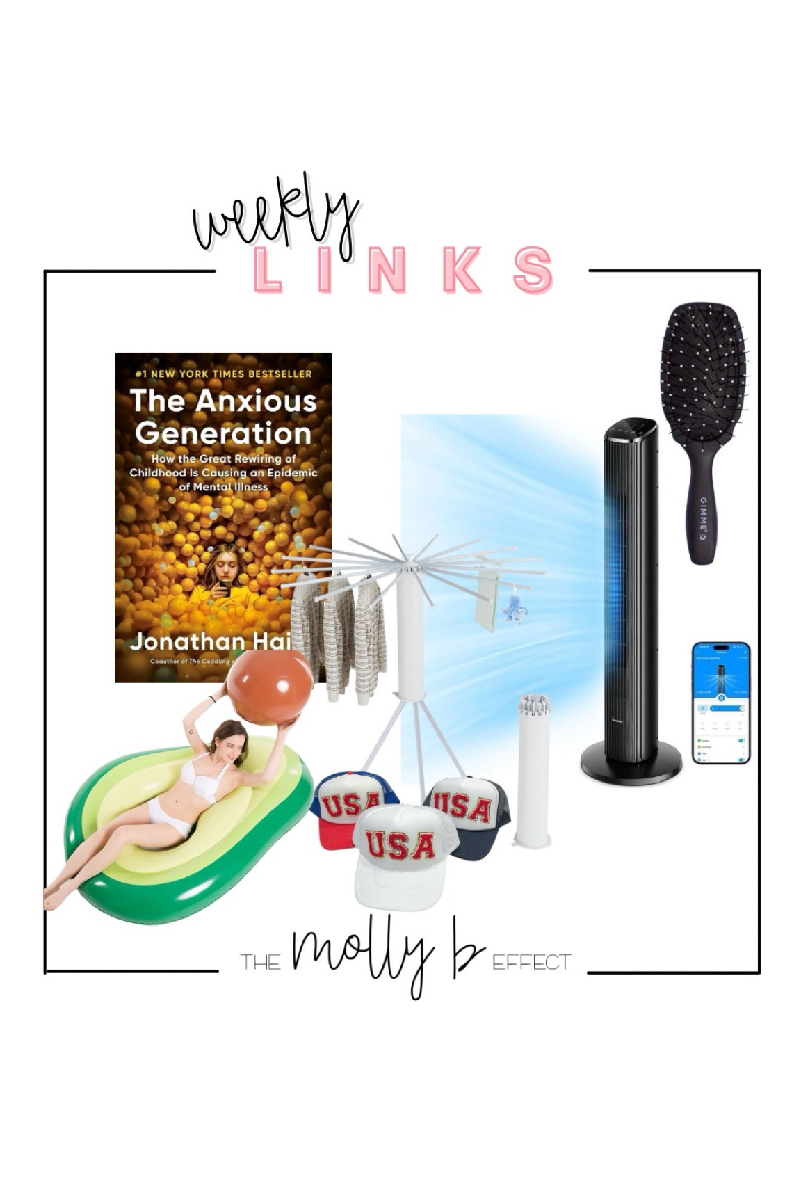 Weekly links! 

New book I’ll eventually start! 

Portable and compact clothes dryer

Stand up fan is a must in the summer! 

Love my USA hat

All my pregnant ladies have to get this avocado float to lay on your tummy! 

#LTKHome #LTKSummerSales #LTKFamily