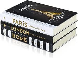 Decorative Books for Home Decor — Hardcover Faux Book Decor, Set of 3 — Gold Foil Stamping Bo... | Amazon (US)