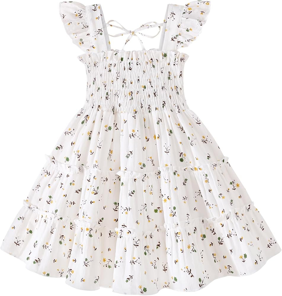 YOUNGER TREE Toddler Girl Dress Baby Girls Summer Clothes Ruffle Sleeve Floral Smock Beach Boho D... | Amazon (US)