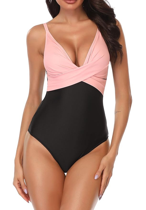 B2prity Women One Piece Swimsuits Sexy Deep V Plunge Cross Ruched Backless Monokini Bathing Suit ... | Amazon (US)