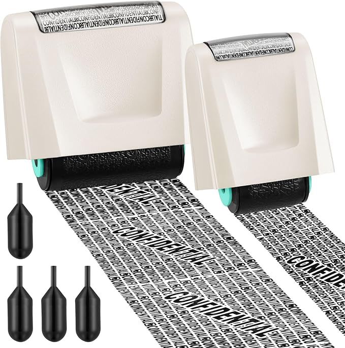 2 Pack Identity Protection Roller Stamps Identity Theft Stamp Confidential Roller Stamp Privacy S... | Amazon (US)