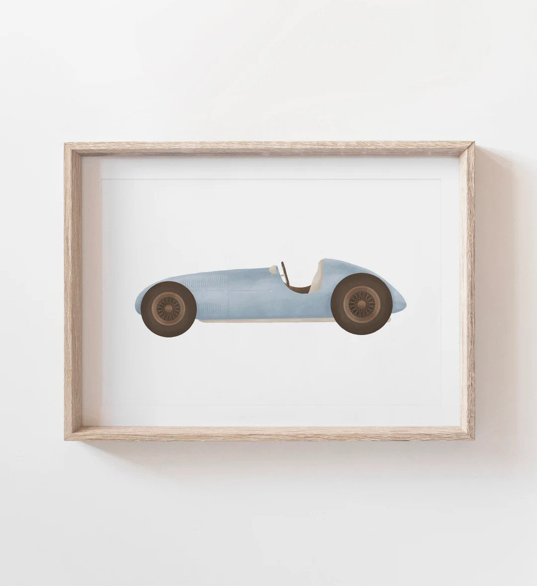 Vintage Race Car Print, Retro Car Poster, Printable Wall Art, Travel Nursery, Neutral Nursery Dec... | Etsy (US)