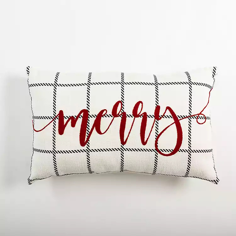 Merry Windowpane Plaid Lumbar Pillow | Kirkland's Home