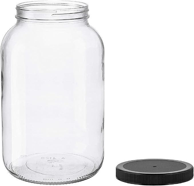 North Mountain Supply 1 Gallon Glass Jar Wide Mouth with Black Plastic Lid - USDA, BPA-Free, Made... | Amazon (US)