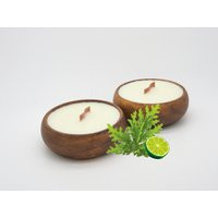 Citronella Lime | Set Of 2Candles in Reusable Bowl With Wooden Wick - Mde USA Bug Repellent | Etsy (US)