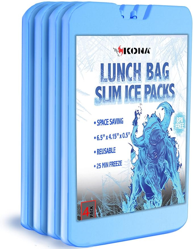 Kona 4 Pack Slim Ice Packs for Lunch Boxes & Coolers – Reusable, Quick Freeze, Space Saving Fre... | Amazon (US)