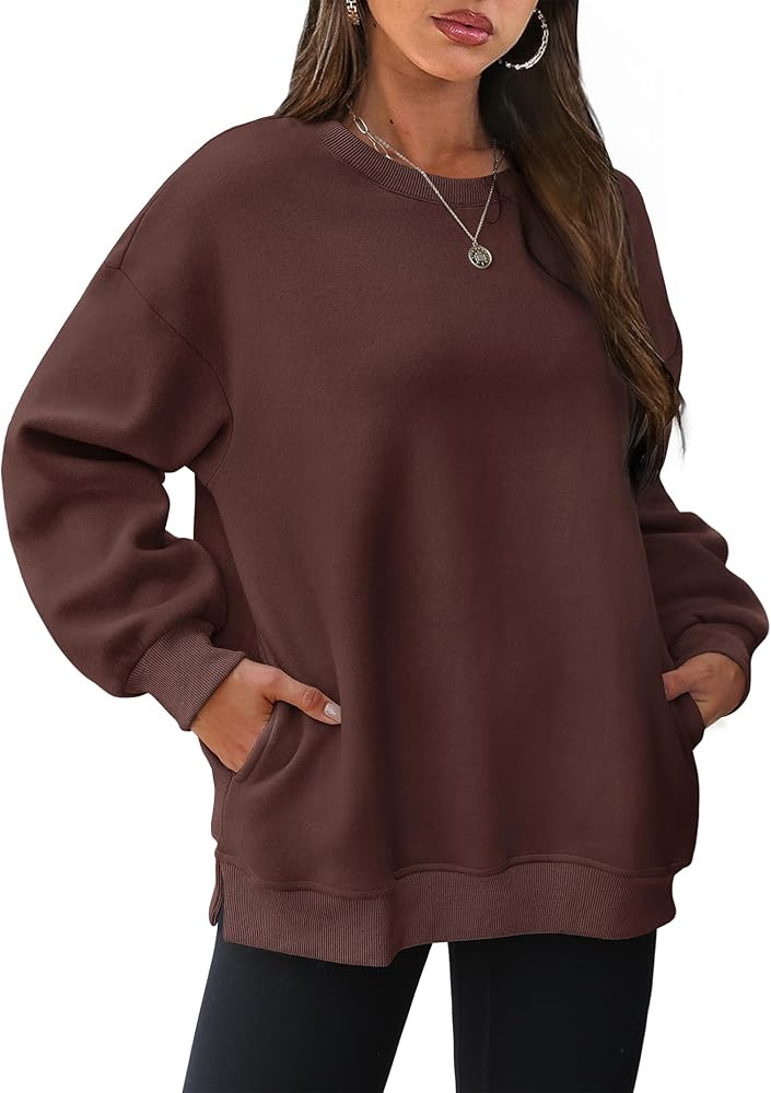 WIHOLL Womens Oversized Sweatshirts Crewneck Long Sleeve Tops Fleece Pullover Fall Fashion Clothe... | Amazon (US)