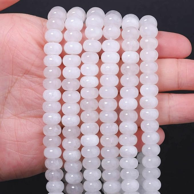 Songxi 5x8mm Natural Clear White Jade Stone Rondelle Beads, 75PCS Spacer Round Loose Abacus Beads... | Amazon (US)