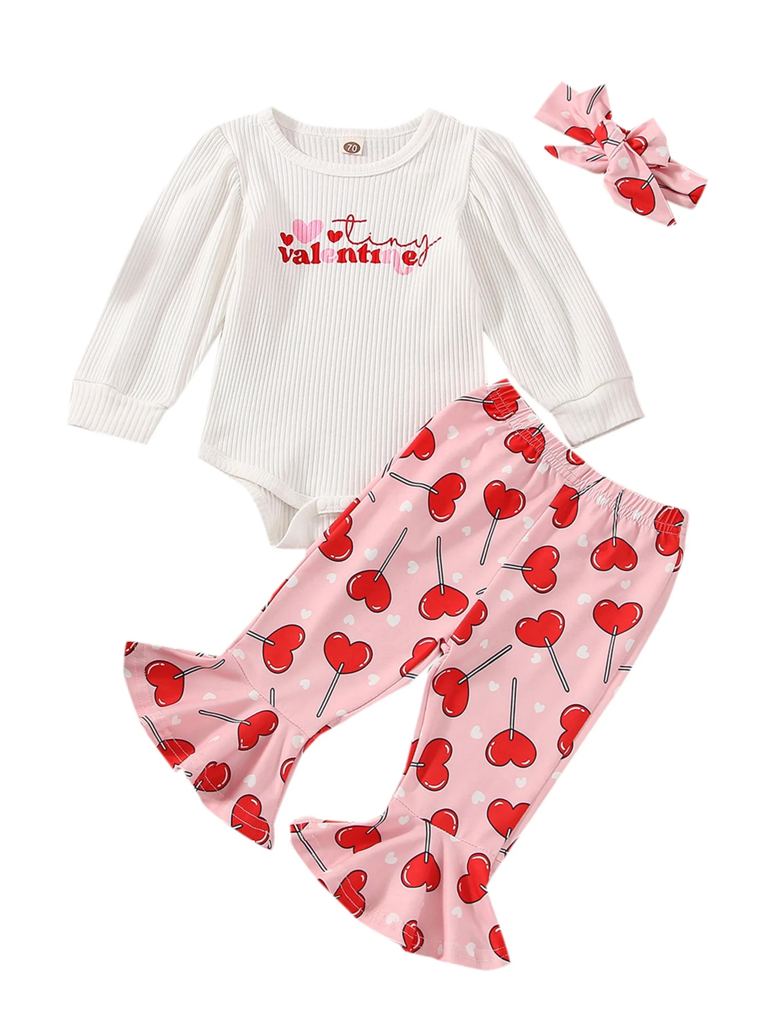 Licupiee 3PCS Newborn Infant Baby Girls Valentine's Day Outfits Letter Print Romper Bodysuit Bell... | Walmart (US)