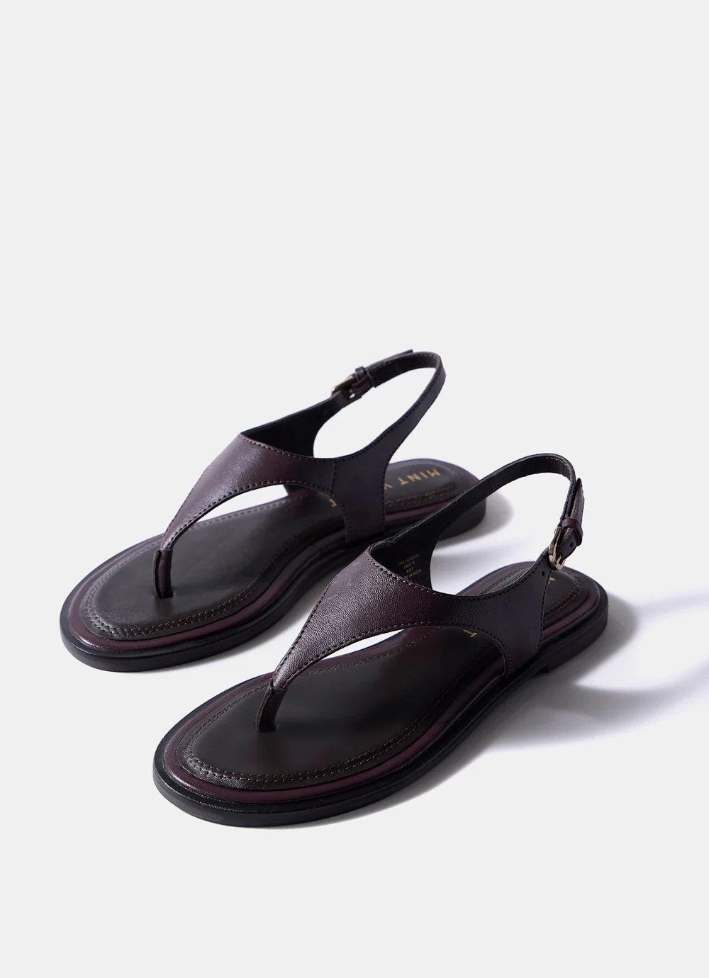 Luna Burgundy Slingback Leather Sandals | Mint Velvet