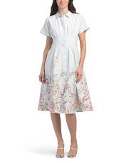 Border Print Waist Pleated Shirt Dress | TJ Maxx