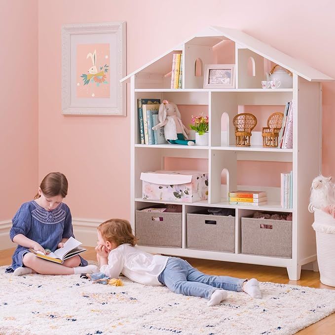 MARTHA STEWART Living and Learning Kids' Dollhouse Bookcase White: Wooden Storage Organizer for B... | Amazon (US)