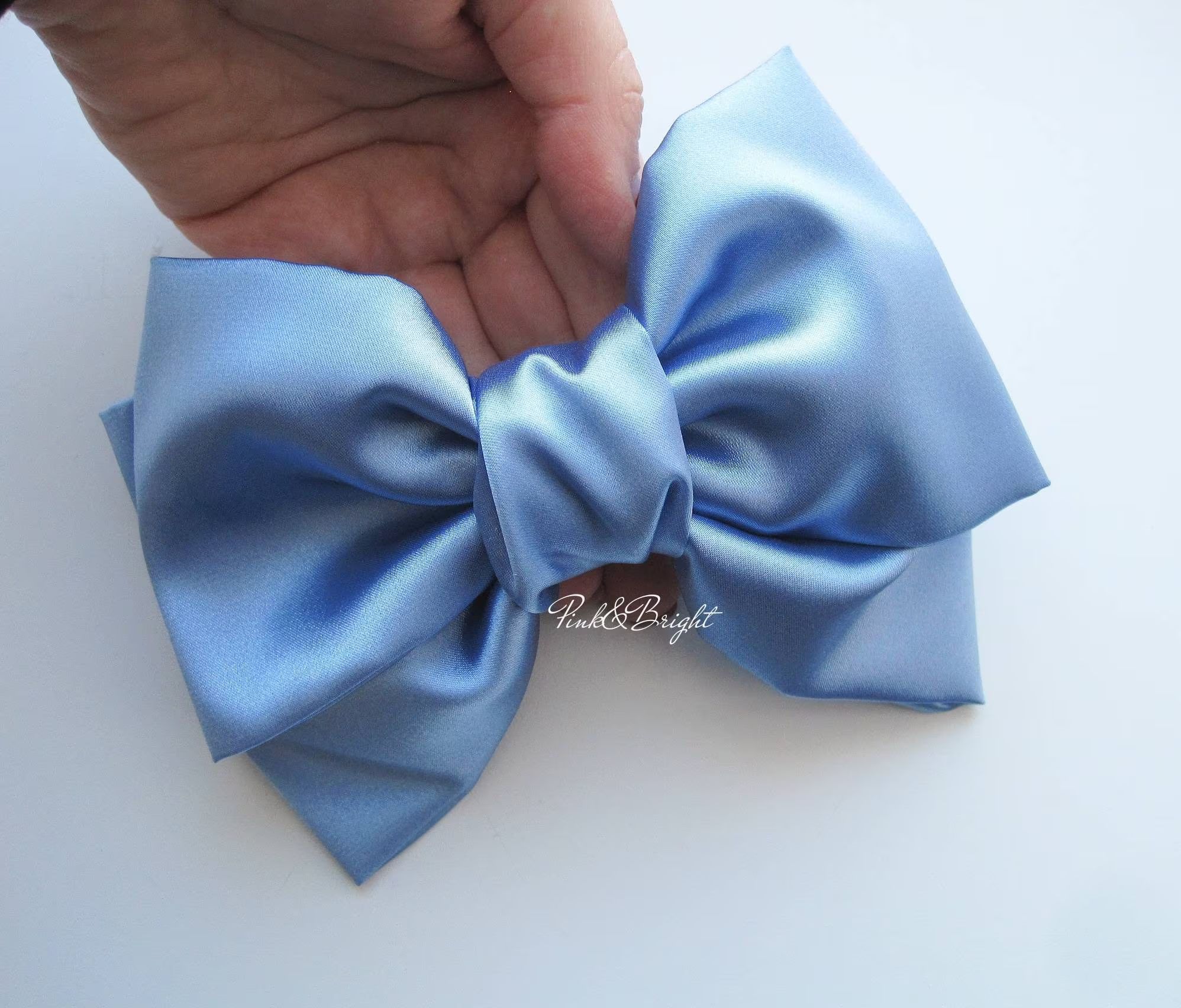 Light Blue Satin Hair Bow for Women or Girls Large Satin Blue Color Hair Bow Sky Blue Hair Bow Ba... | Etsy (US)