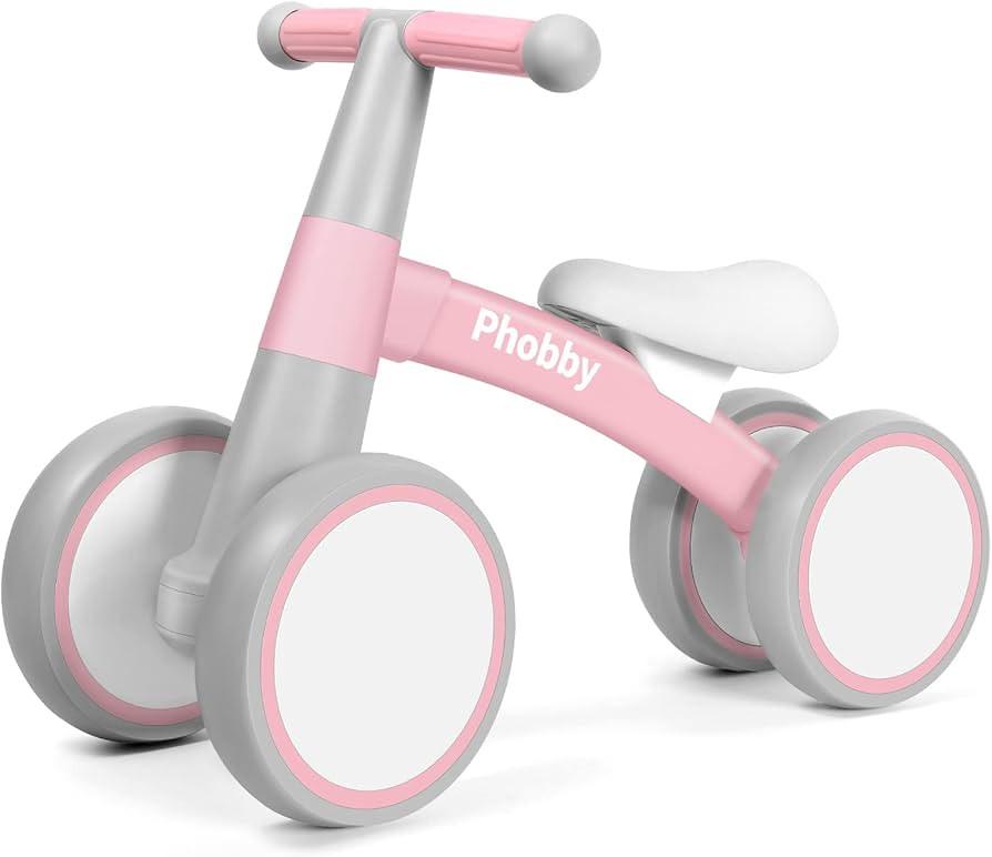 Phobby Baby Balance Bike, 4 Wheels Toddler Balance Bike Ride on Toys with Adjustable Seat, 12-36 ... | Amazon (US)