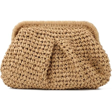 GOKTOW Straw Dumpling Clutch Purse,Summer Vacation Beach Crossbody Bag for Women,Raffia Wicker Ra... | Amazon (US)