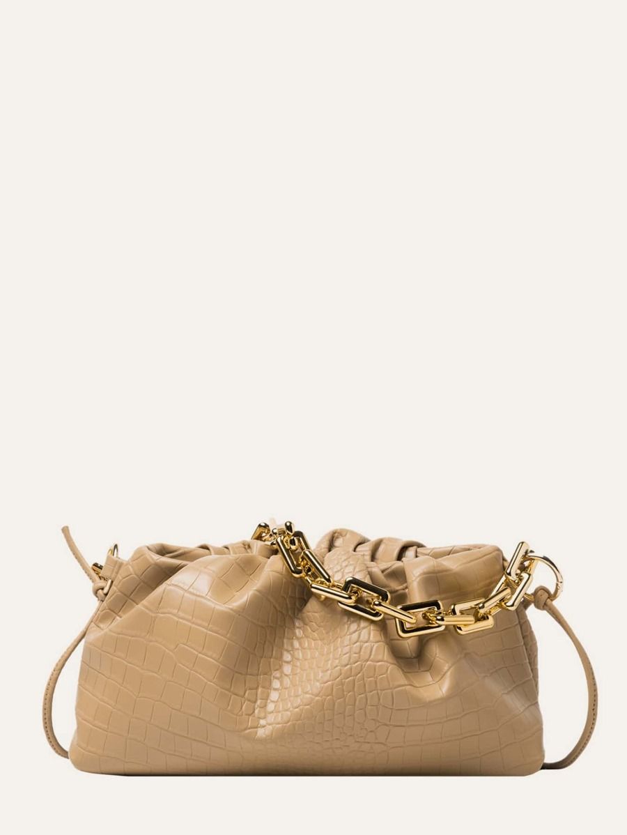 Croc Embossed Ruched Bag | SHEIN