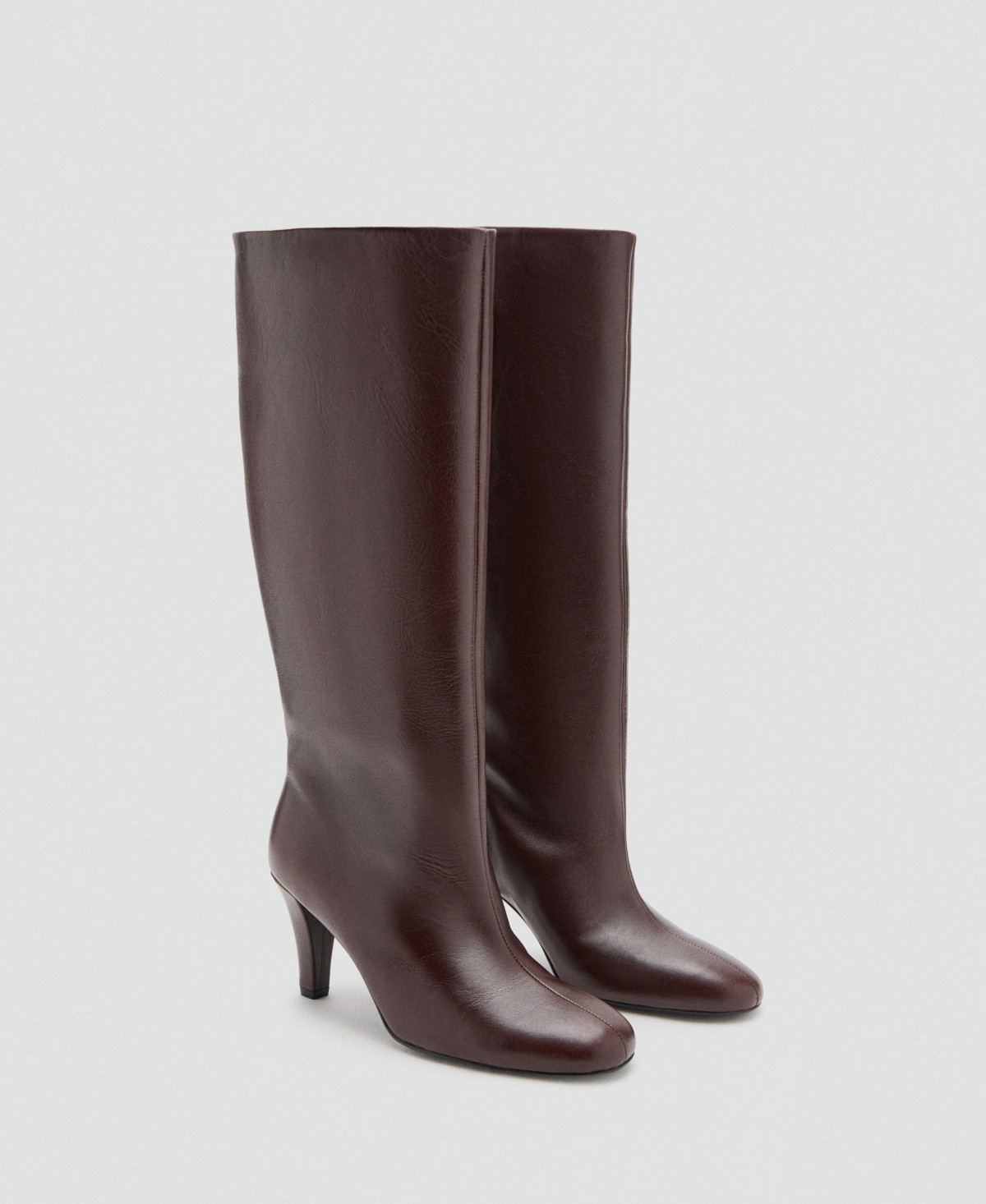 Mango Women's Heel Leather Boots - Burgundy | Macy's