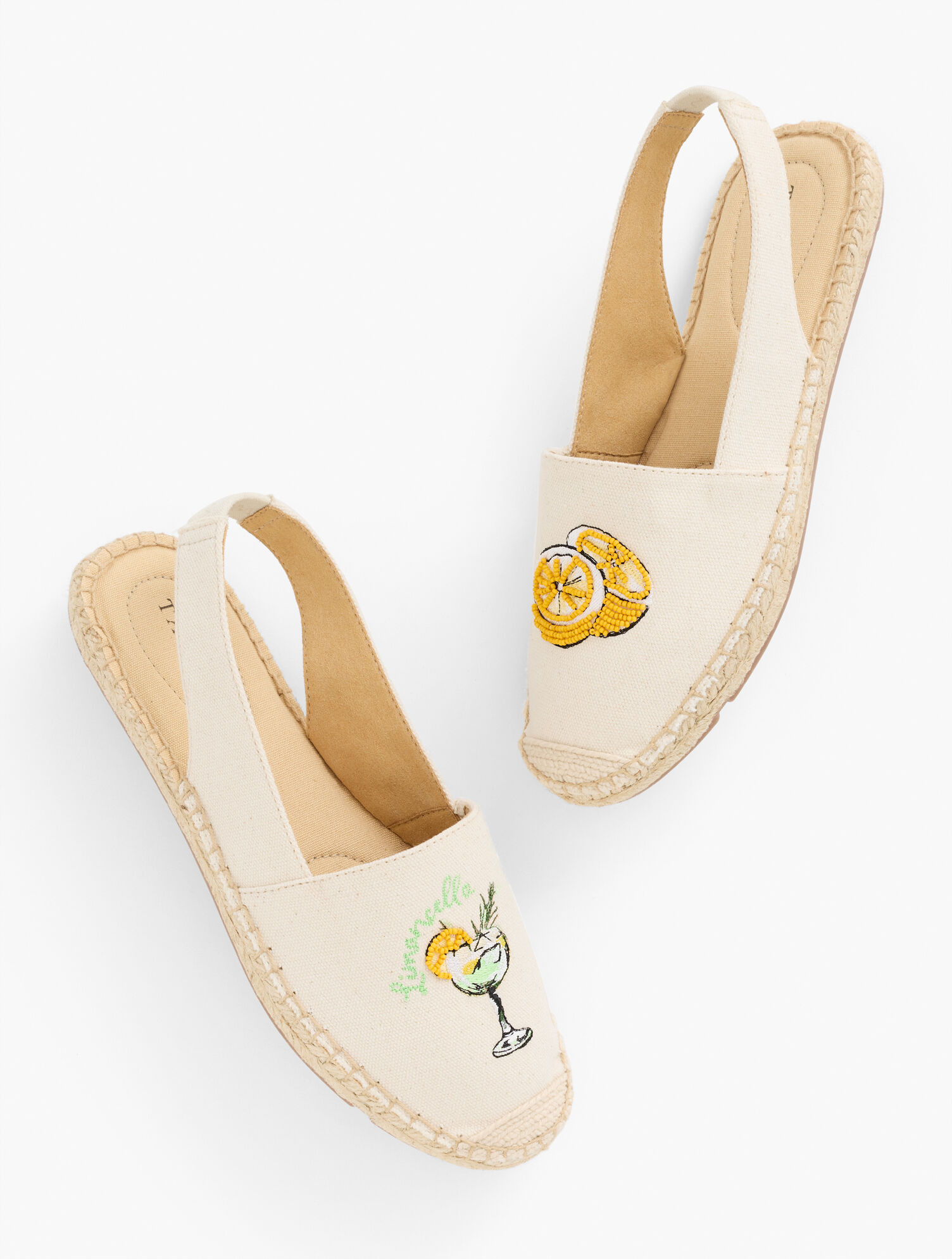 Izzy Slingback Beaded Espadrille Flats - Lemons | Talbots
