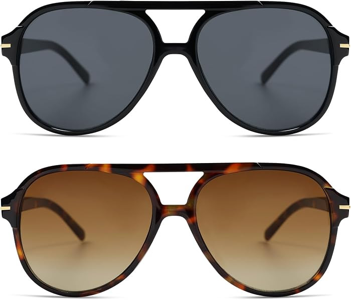 Retro Trendy Square Aviator Sunglasses Womens Mens 70s Classic Vintage Oversized Sun Glasses AR82... | Amazon (US)