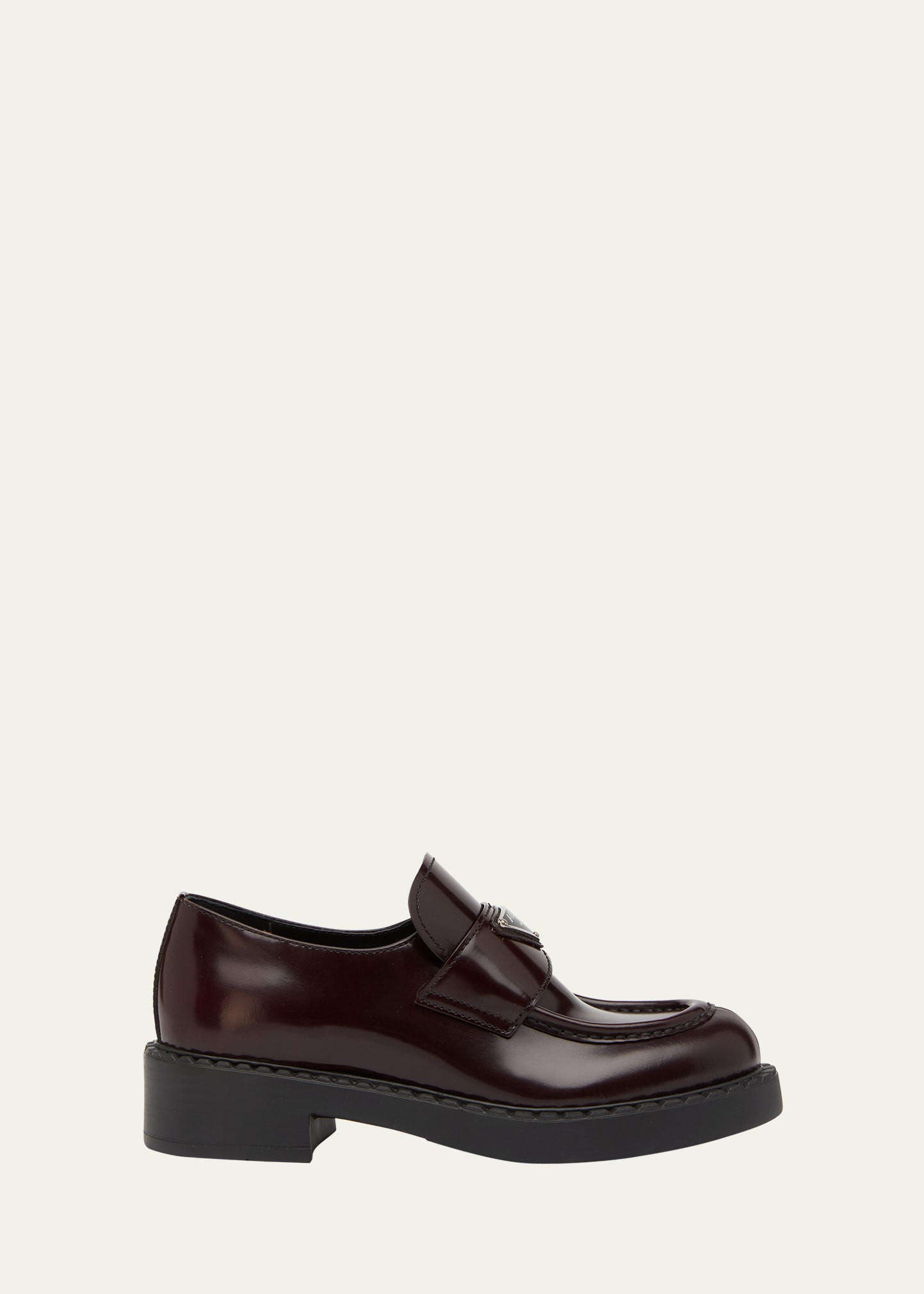 Leather Triangle Logo Loafers | Bergdorf Goodman